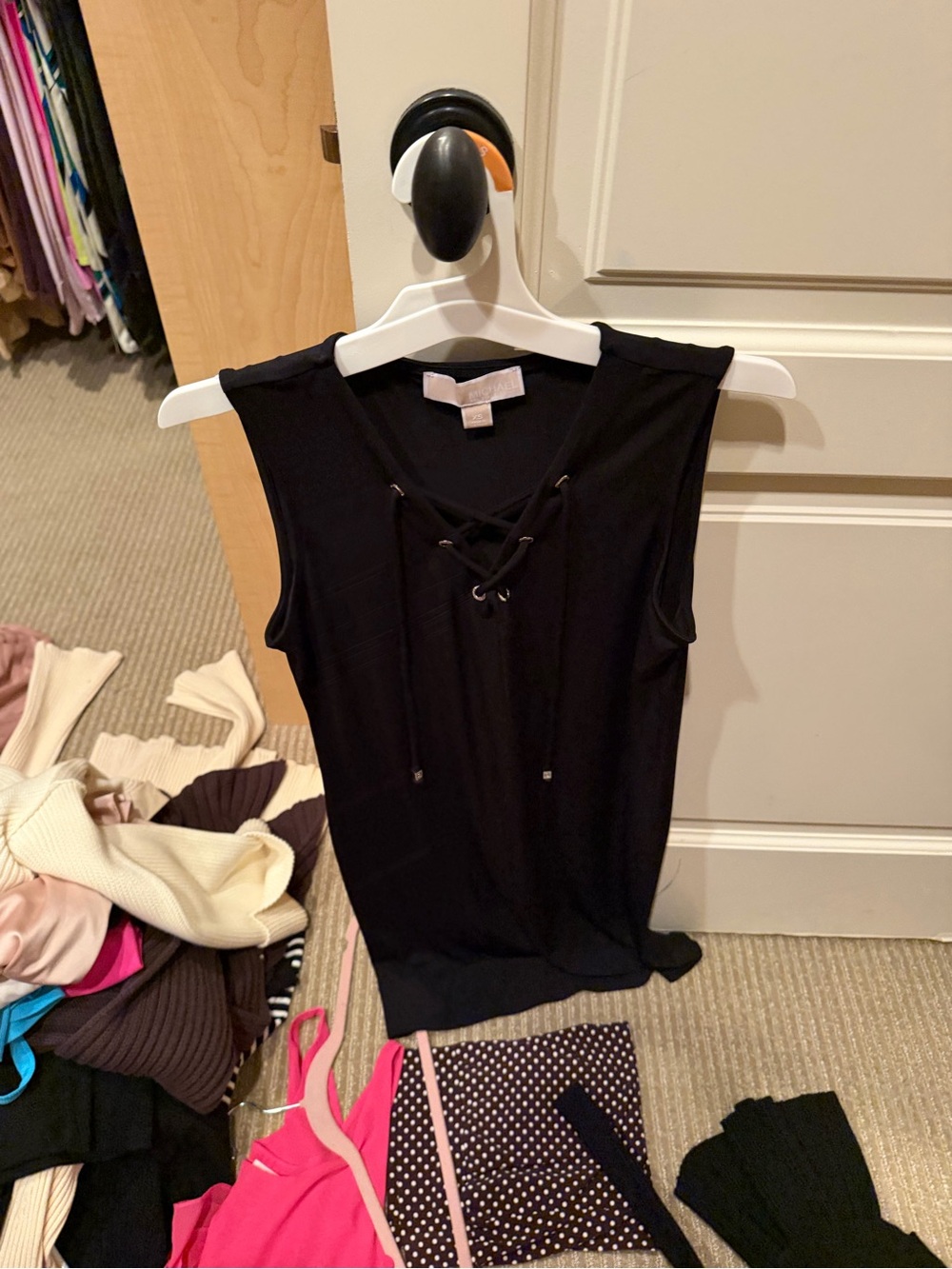 Sleeveless Lace-Up Black Women's Top
